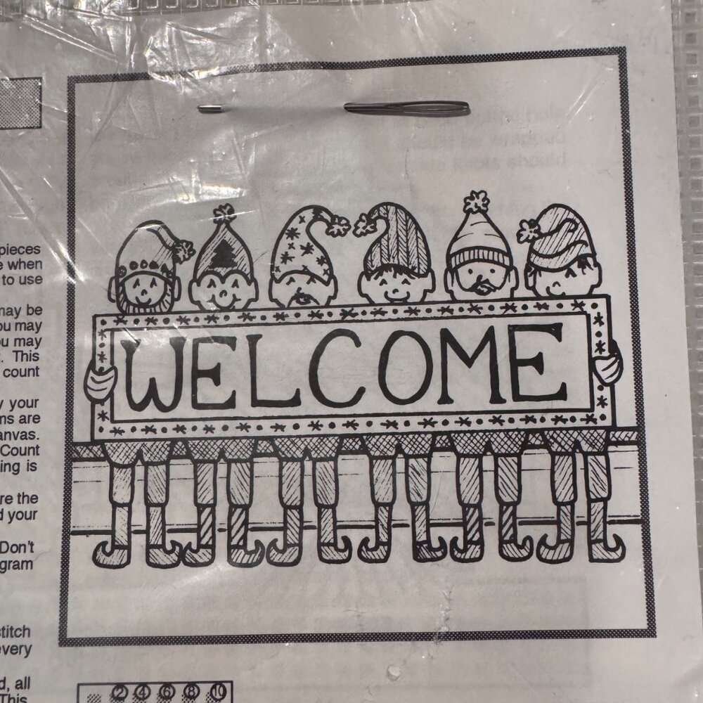 Vtg 1995 Welcome Elves Plastic Canvas Kit - Picture 3 of 4